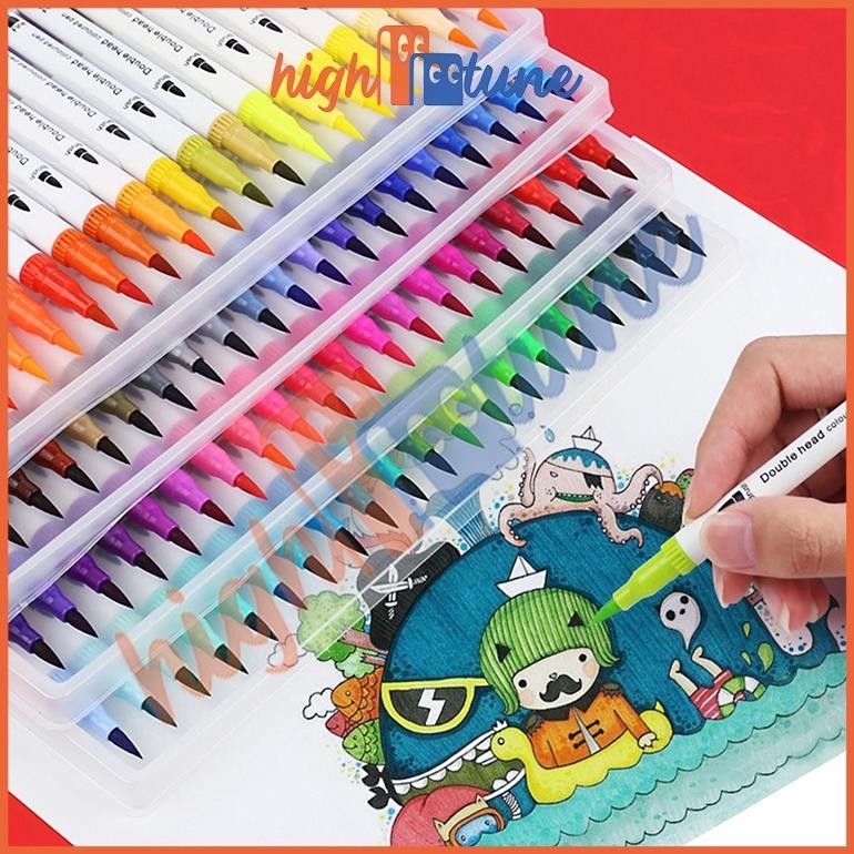 

TT60 Hightune Color Brush Pen Brushpen Spidol Kaligrafi Set Stabilo Double Tip 12/36/60/100 Warna Paint Marker Premium