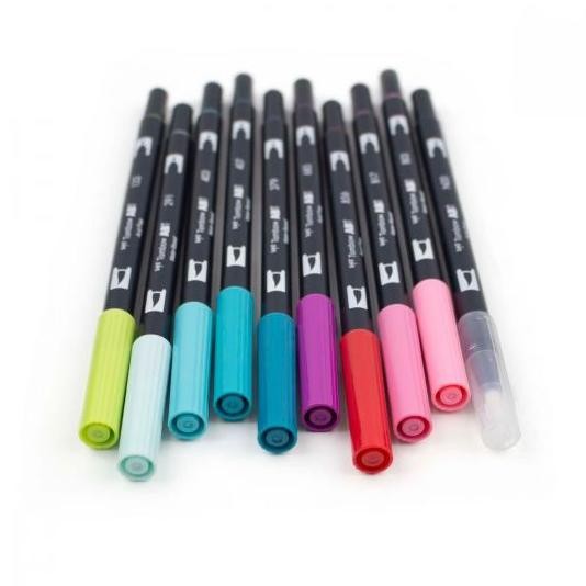 

gd-8 Tombow ABT Dual Brush Pen Set 10 Colors With Blender Marker Spidol Hemat