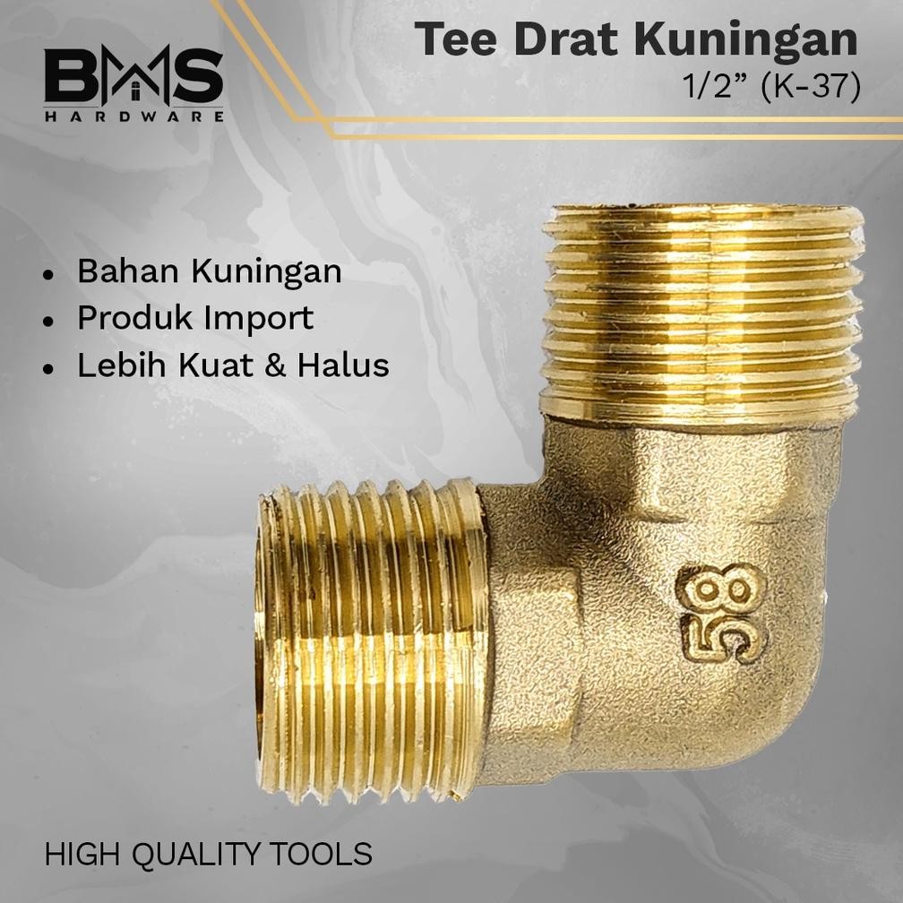 Terlaris (3 Pcs) Elbow / Knee Nepel Kuningan Drat Luar 1/2" Fitting Drat Kuningan K-37 Rf-45