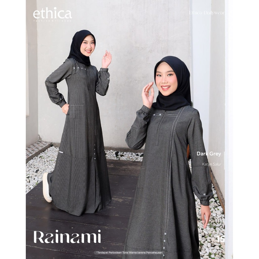 GAMIS RAINAMI 15 BY ETHICA / Warna Dark Grey / Gamis Daily