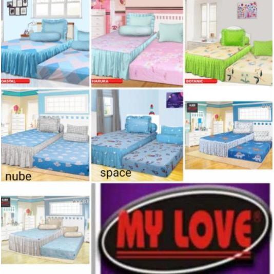 TERMURAH - Sprei Sorong MY LOVE DUO 2in1 120x200 Rumbai Seprei Atas Bawah Anak