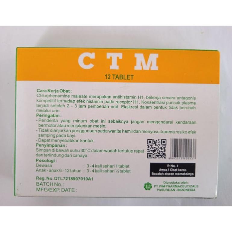 Ctm Tablet Obat Alergi 12 Tablet - Termurah