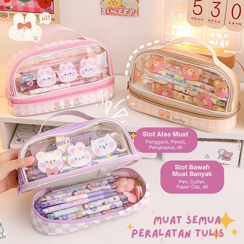 

SALE Mismi Abigail Pencil Case Kotak Pensil Sekolah Kapasitas Besar Dual Slot Trendy Stylish - PC5A fgs-3