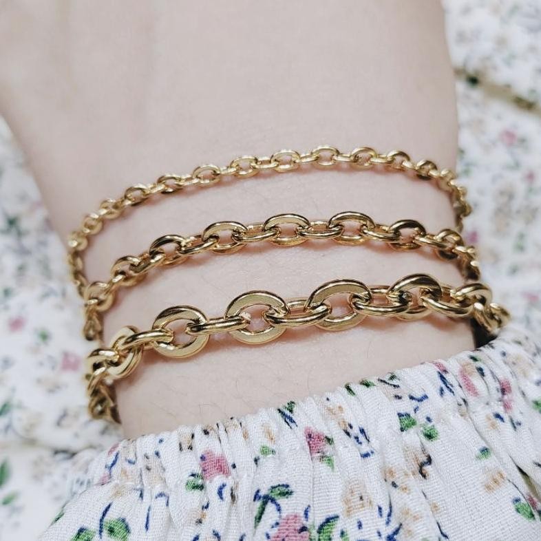 Gelang Titanium Rantai Nuri Emas Replika Tahan Lama Remaja Dewasa