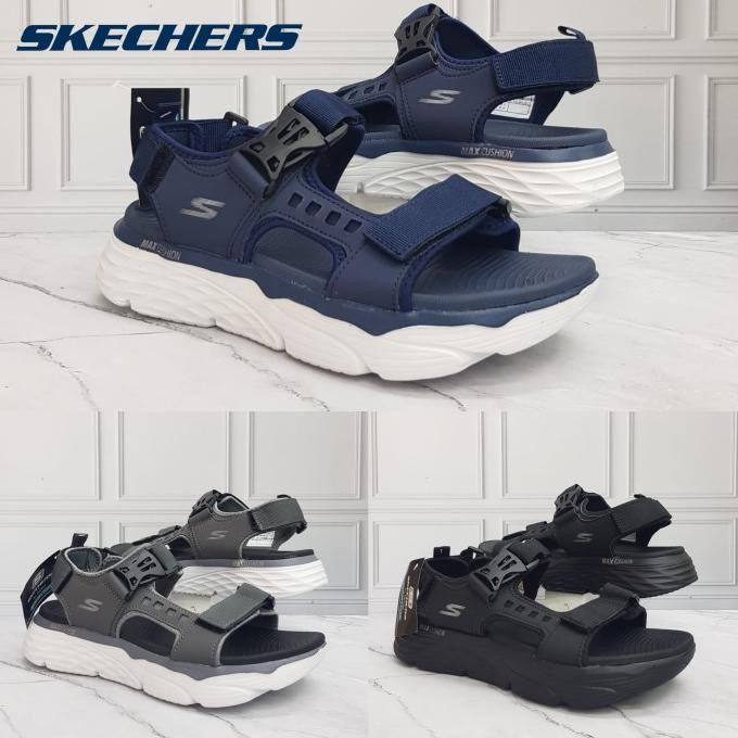 Baru | Sandal Skechers Max Cushioning Pria / Sandal Tali Pria / Sandal Gunung Original