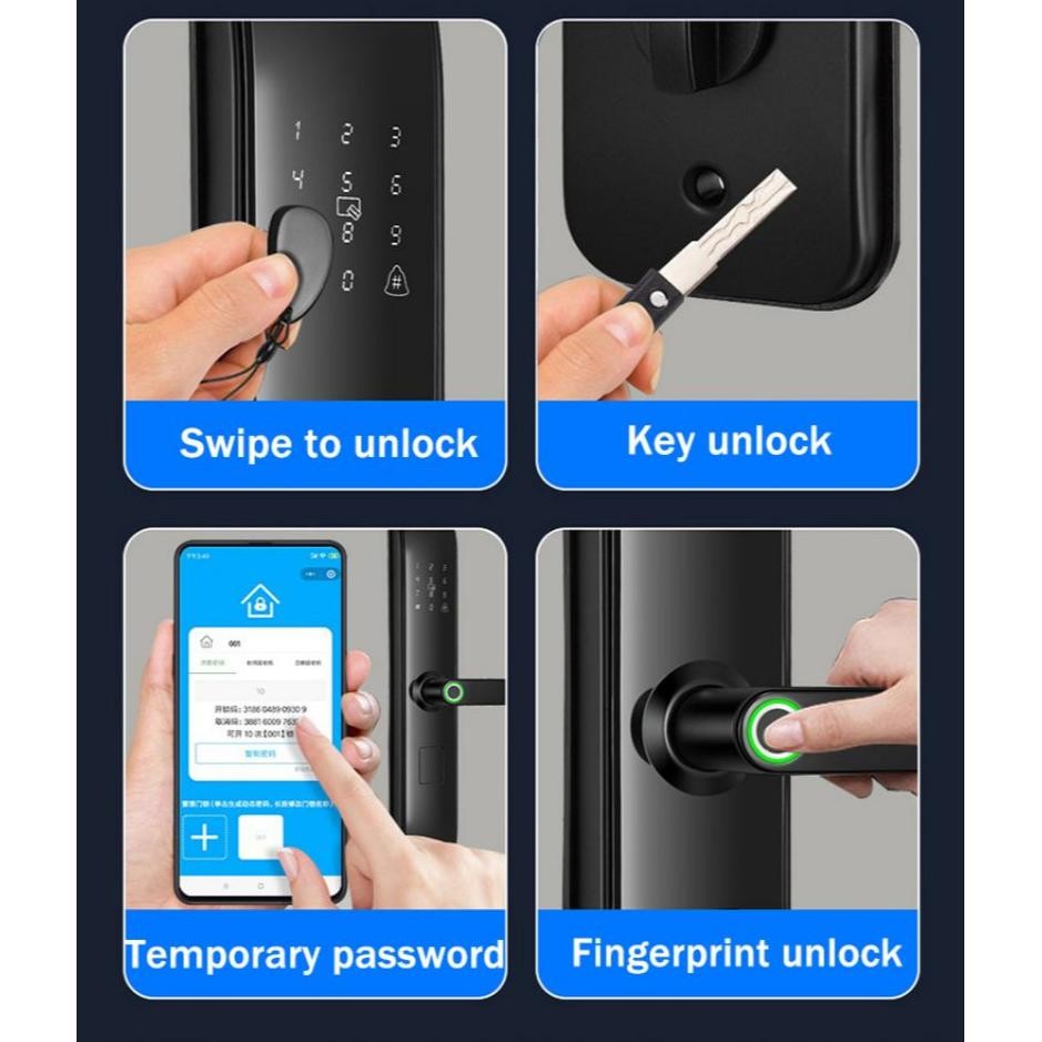 Premium Kunci Pintu Sidik Jari Smartlock Kunci Pintu Digital Kartu Password Smart Door Automatic Hig