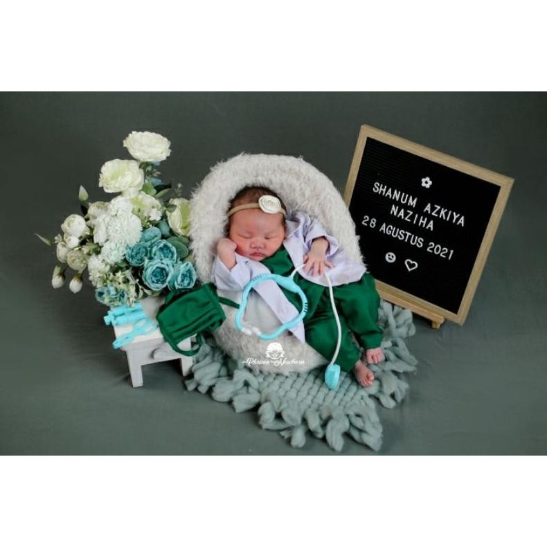 Kostum Get 2 Item Set Nakes Dan Jas Dokter Newborn/Bayi/Kostum Photoshoot/Kostum Profesi (Readystok)