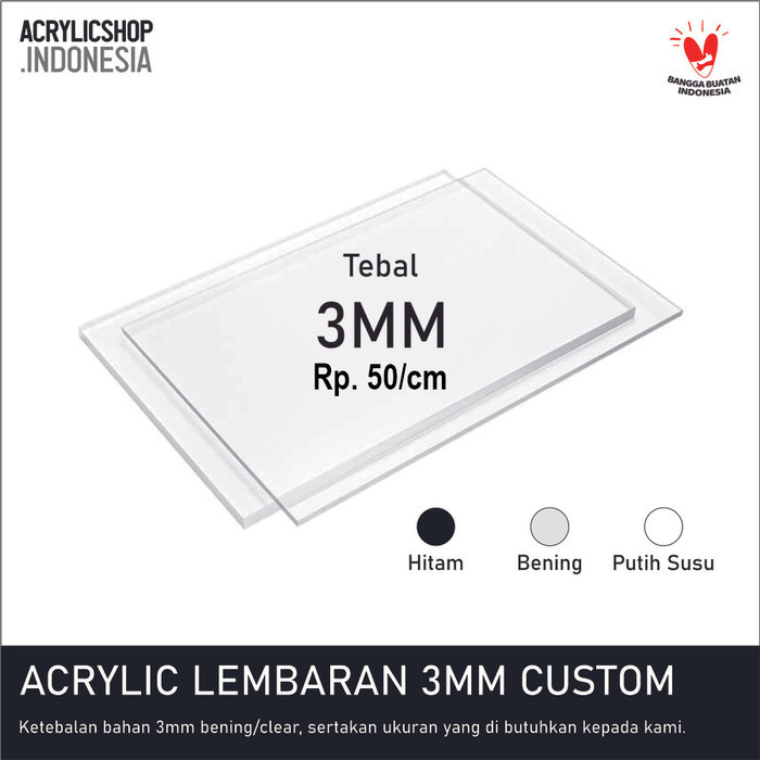 

Promo Acrylic/Akrilik 3mm Lembaran Custom/Ecer/Potongan Mika Lembaran MURAH Elegan