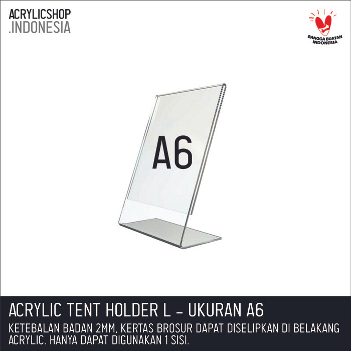 

Promo Akrilik Tempat Brosur A6/Acrylic Tent Card Holder Stand 2sisi A6 TypeL Elegan