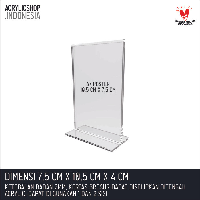 

Terlaris Akrilik Tempat Brosur A7/Acrylic Tent Card Holder Stand 2sisi A7 TypeT Elegan