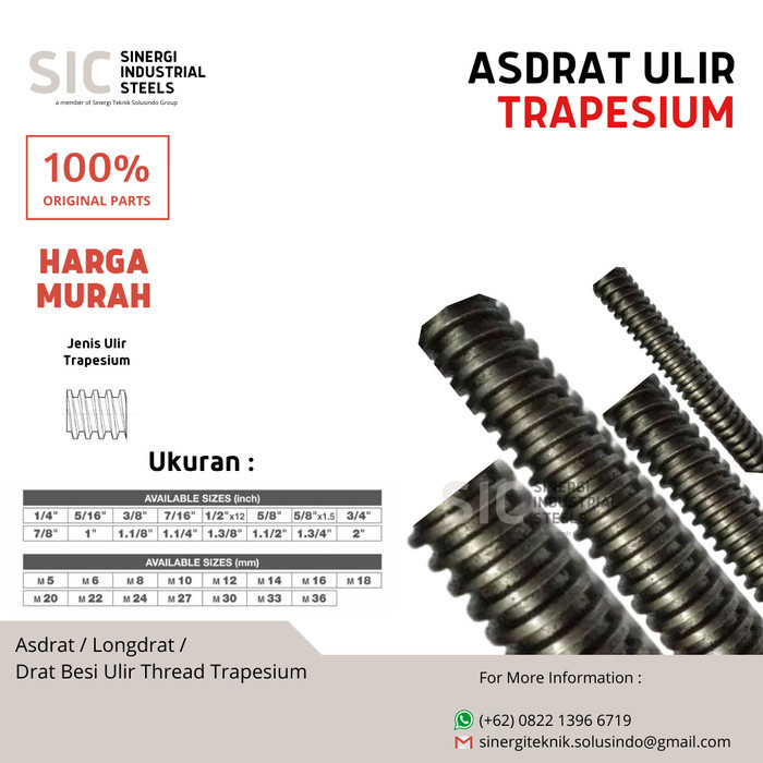 As Drat Kotak Ulir Trapesium Stud Bolt Panjang 1 Meter Promo