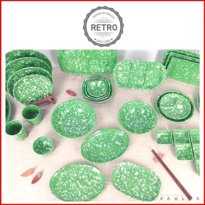Haehae Good 5 Set Piring Mangkuk Melamin Gaya Retro Vintage Korea