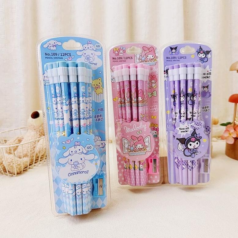 

GF21 SL88 - Set Pensil isi 12 PCS Motif Sanrio Labubu Capybara Pikachu Viral dan Lucu Sale