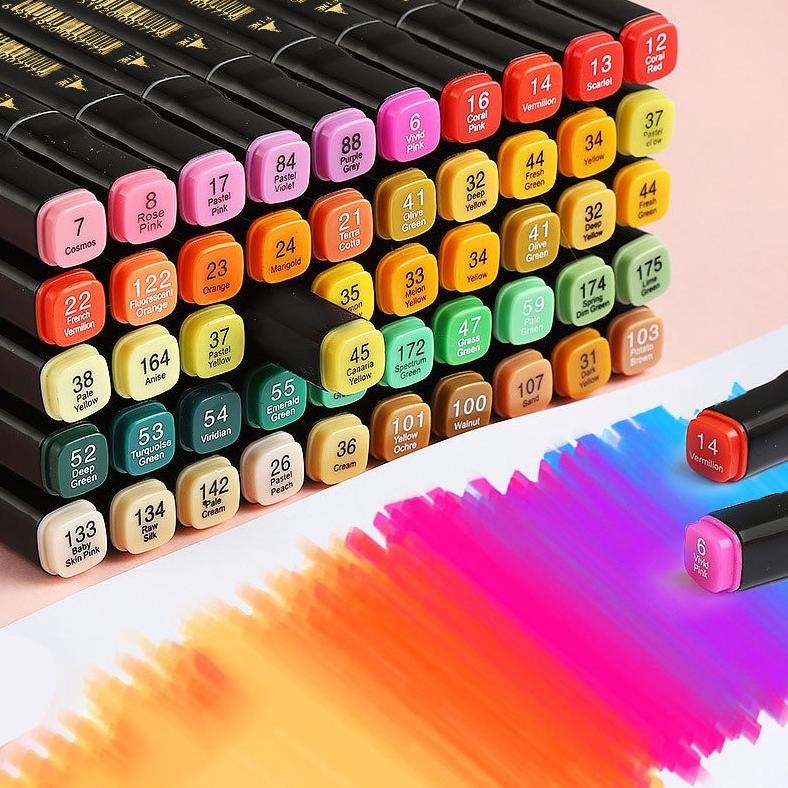

tru-63 RUNDY NEW Touch60/80 Warna Sketsa Spidol Umum General Marker Set Animation Markers Pena Berujung Ganda Original