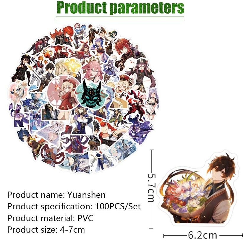 

Label & Stiker 100Pcs/Set Genshin Impact Series D Stikers Cartoon Games DIY Fashion Luggage Laptop Skateboard Doodle Decals Stikers