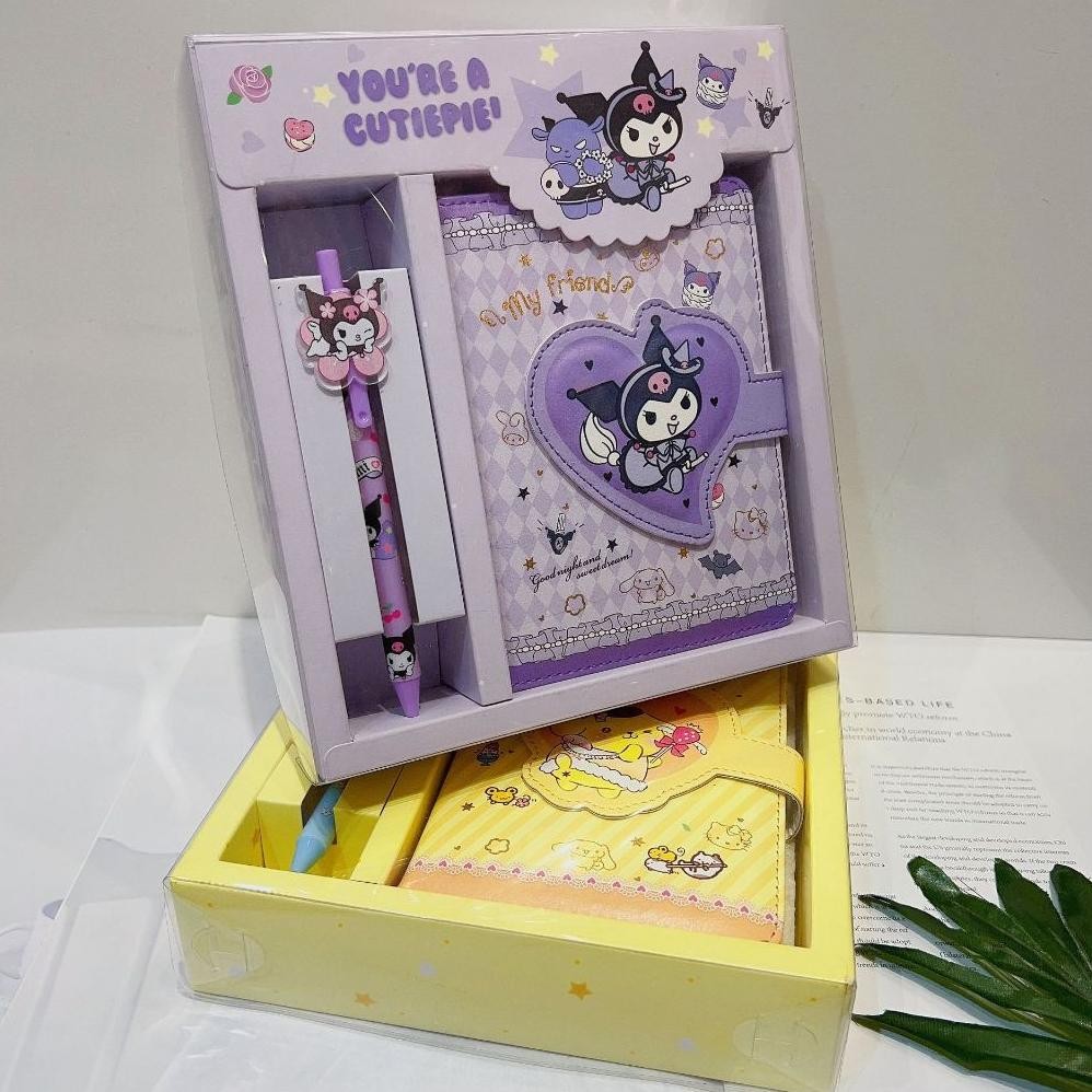 

gs-56 COD 2024 New 2 in 1 Gift set notebook sanrio Buku Tulis Anak Sanrio Magnet Buku Memo dan Pen Kuromi Cinnamoroll Melody Berkualitas
