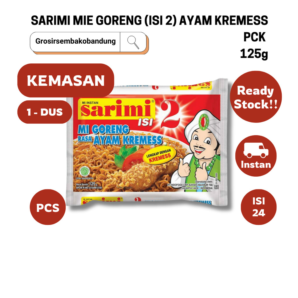 

SARIMI MIE GORENG (ISI 2) AYAM KREMESS PCK 125g - 1 Dus - Kota Bandung