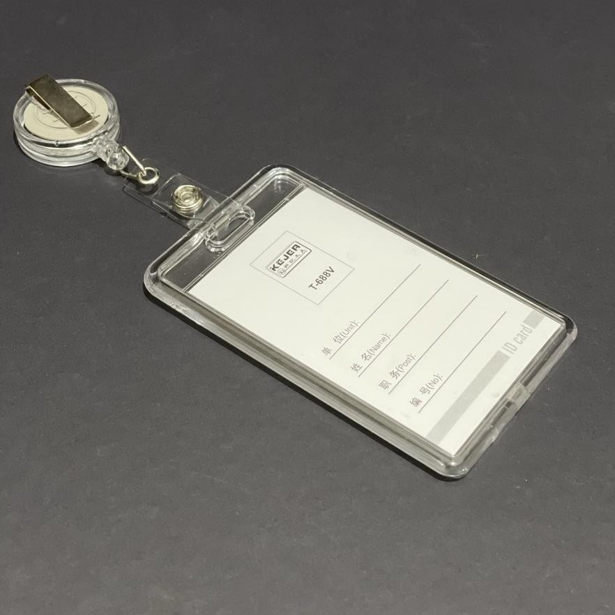 

KT78 Tempat Kartu KEJEA ID Card IDcard bahan Akrilik Acrylic Kantor Nametag Name tag mika + YOYO Transparan (1 set) Termurah