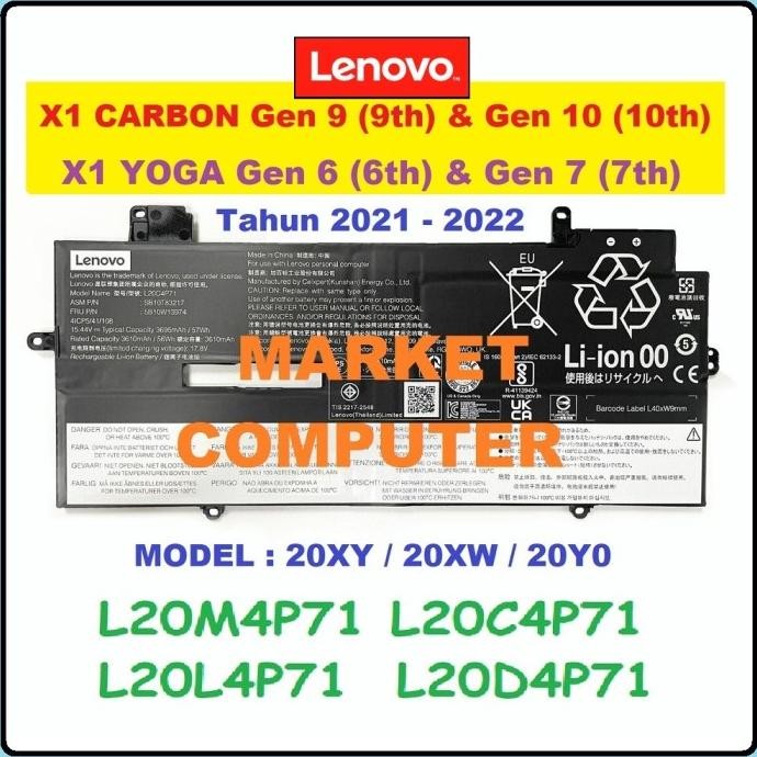 Battery Baterai Lenovo Thinkpad X1 Carbon Gen 9 10 9Th 10Th Original