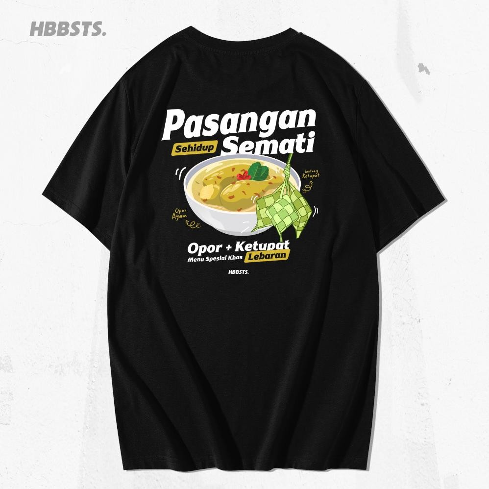 Promo Hobbies Tees Tshirt Lebaran Opor + Ketupat Black Kaos Lebaran