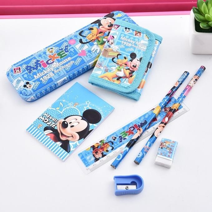 

fbx-4 Alat tulis set 8 in 1 box anak-anak sekolah kartun pengaris kotak Original