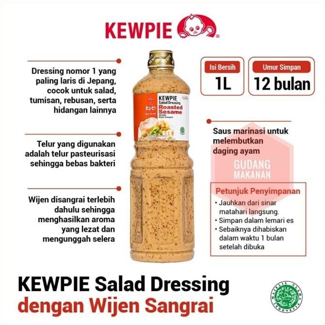 

Kewpie Salad Dressing Roasted Sesame 1 Liter / Saus Wijen LT
