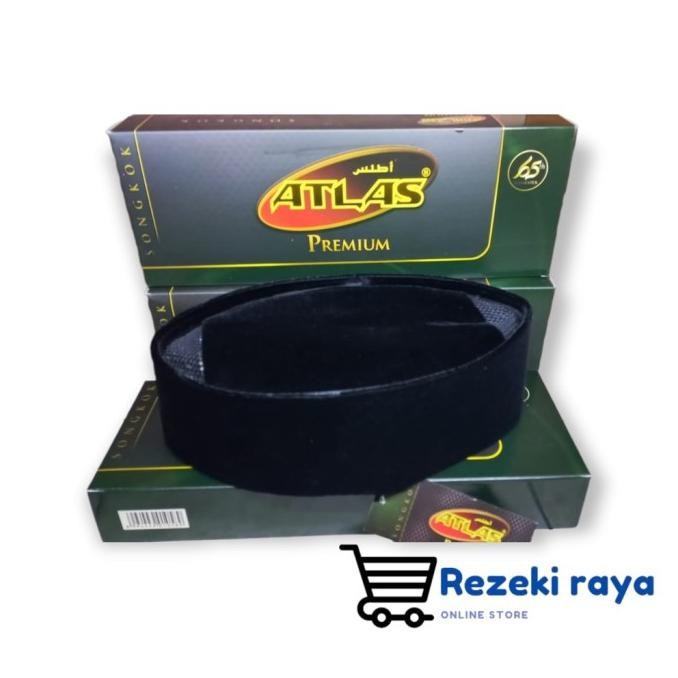 peci songkok ATLAS hitam polos AC tahan air peci songkok tanpa kertas HF56