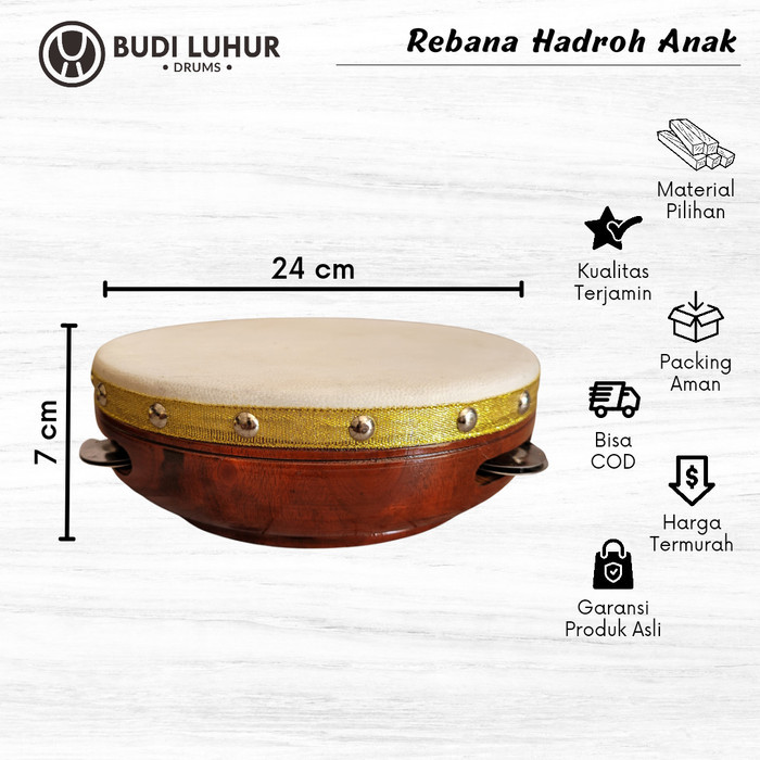 TERBARU Alat Musik Rebana Hadroh Standar Besar Diameter 28cm Kecer Glossy