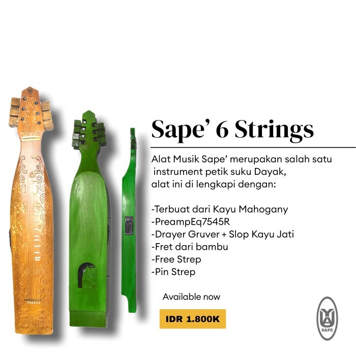 LIMITED EDITION sape' dayak / Sampek 6 Senar (Alat Musik Tradisional Suku Dayak)