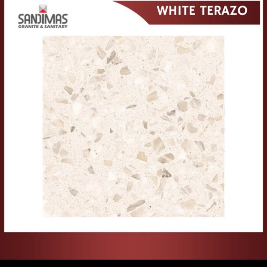 GRANIT LANTAI MOTIF SANDIMAS WHITE TERAZZO 60X60 1.44M [FREE ONGKIR]