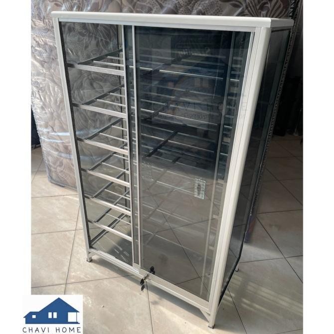 Rak Sepatu Aluminium Pintu Kaca Geser Sliding Tahan Air Lemari Sepatu Jazzglow