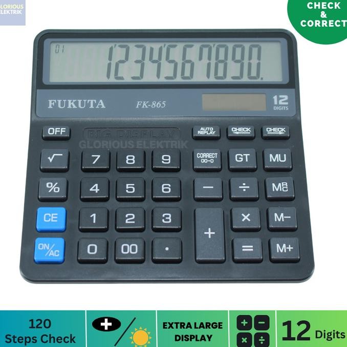 

fx-2 Kalkulator / Calculator 12 Digit Large Display Dual Power FK-865 Viral