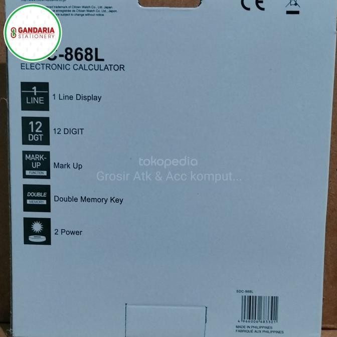 

hjg-7 ORIGINAL Citizen Calculator SDC-868L - Kalkulator Desktop Meja Kantor Viral