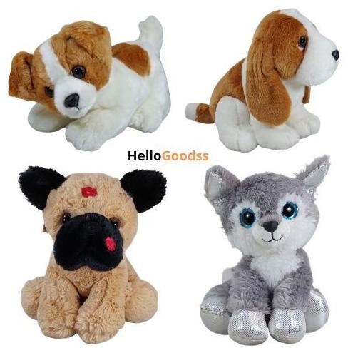 Boneka Binatang Anjing Hush Puppies Bulldog Husky Jack Russell -size M LJA