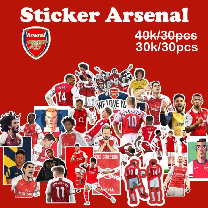 

30 Pcs Sticker Pack Arsenal I Sticker Tumbler Hp/ Laptop Waterproof