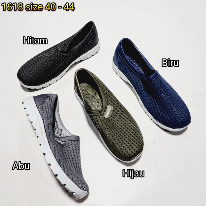 jelly shoes kets pria sepatu slip on luofu casual import 40-44 1618