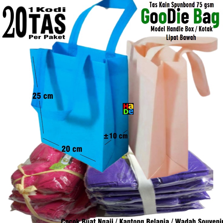 

❈Super Promo✪ 1 Kodi isi 20 Tas Kain Spunbond Kotak / Handle Box Goodie Bag Ukuran S.= 20x25x9 cm Kantong Belanja Lipat Serbaguna, Goody Bag Bingkisan Souvenir Ultah / Ulang Tahun / Pernikahan, Tas HP Ponsel, Kosmetik dll Polos Murah Q57