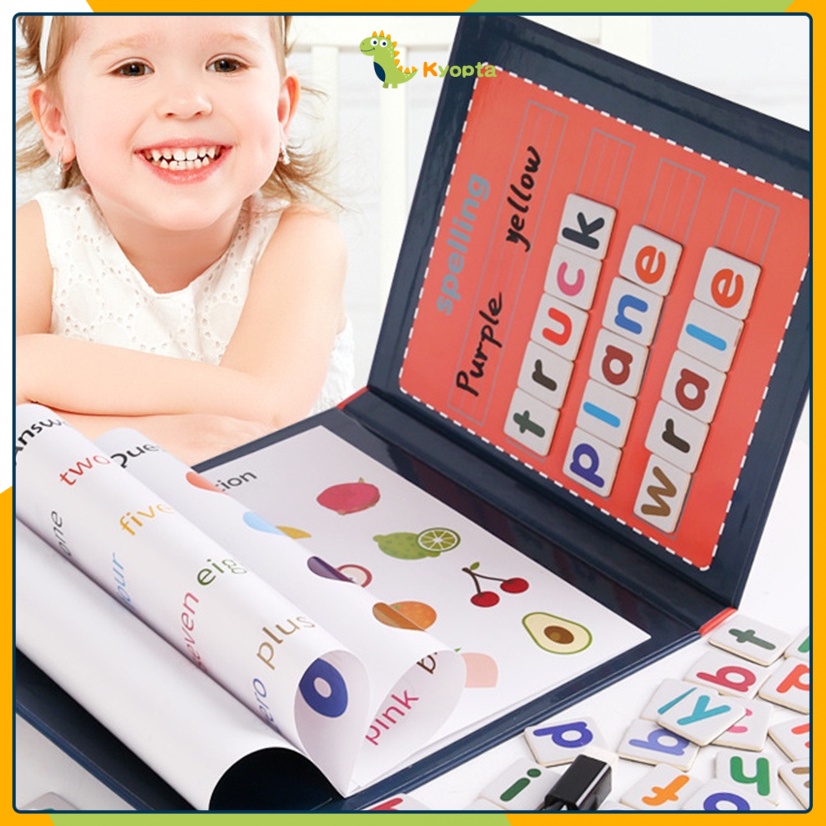 Kyopta Spelling game book magnet Mainan Edukasi buku belajar menulis huruf dan angka