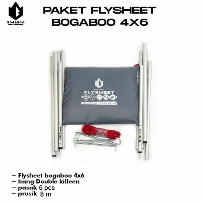 Paket Flysheet 4x6 Bogaboo Waterproof Include Tiang Pasak dan Tali