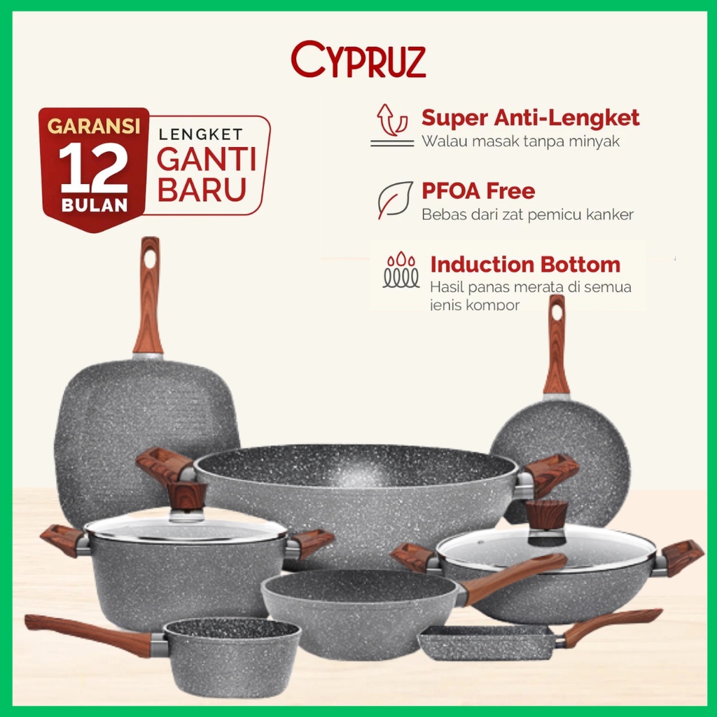 [PROMO	BFL0] cypruz marble wok pan marble fry pan marble sauce pan marble tamagoyaki cyprus panci te