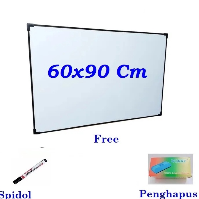 

Promo Semangat Papan Tulis/Whiteboard 60x90 Free Penghapus Dan spidol Bahan Tebal Dan kuat 12
