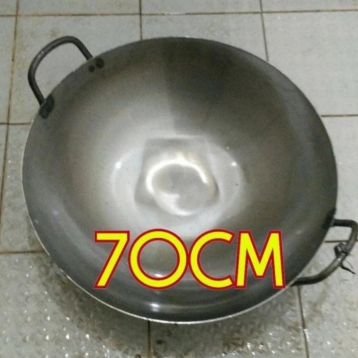 Peralatan Masak Penggorengan Kuali/Wok/Wajan Plat Baja 70Cm Impor Anti Lengket
