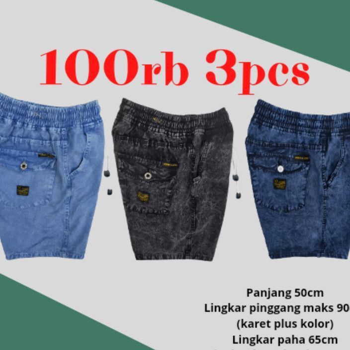 Terlaku..!! Kolor Pendek Sandwash Jeans celana kolor pria celana kolor jeans.