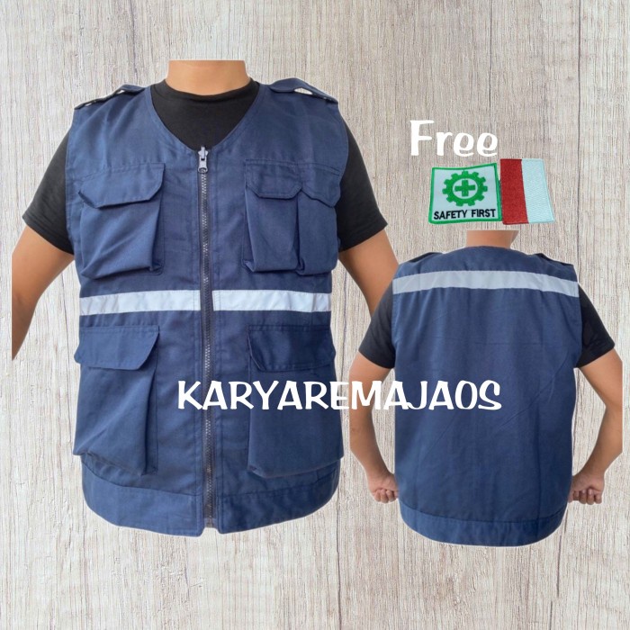 Bestseller Cod Rompi Proyek Rompi Lapangan Rompi Kerja Tebal Murah Rompi Navy