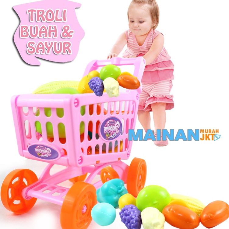 Ready MAINAN ANAK MURAH OCT2713 TROLI BUAH DAN SAYUR SHOPPING CART KITCHEN GROCERY MAINAN ANAK PEREM