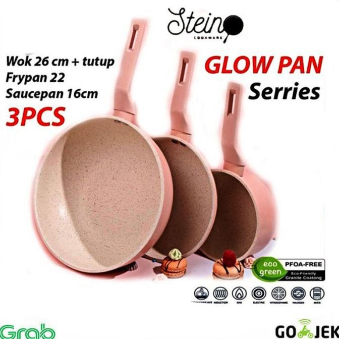 Panci Set Stein Cookware Glow Pan / Paket Glowpan Stein Cookware Pink Olshoprikaamalia