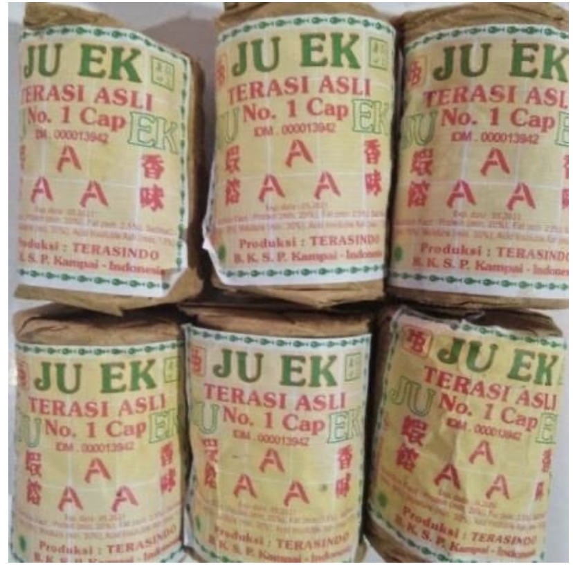 

Terasi Udang Ju Ek Juek / Trasi Juek 1 Pak Isi 20 Pcs X 135Gr / Terasi Medan No 1 Cap Aaa 135 Gram /