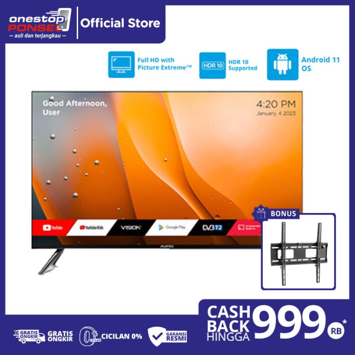 Avaro T43Fhd Android Smart Tv 43 Inch Full Hd Garansi Resmi