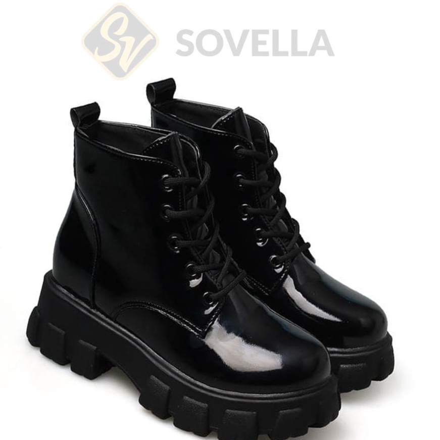 (JD♡/S☀) SOVELLA Rachel Sepatu Wanita Boots Hitam Kulit- trending.
