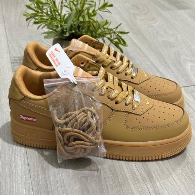 Sepatu nike air force 1 low "supreme" brown